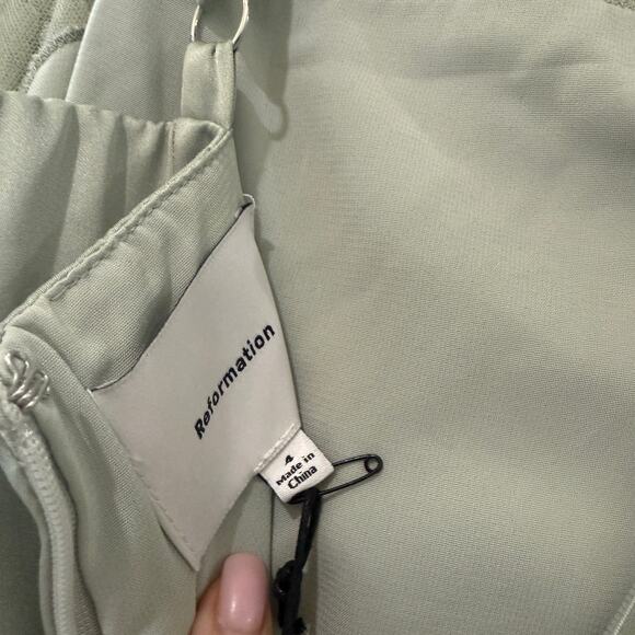 New Reformation Vesper Satin Midi Dress Salvia Sage - Picture 5 of 6